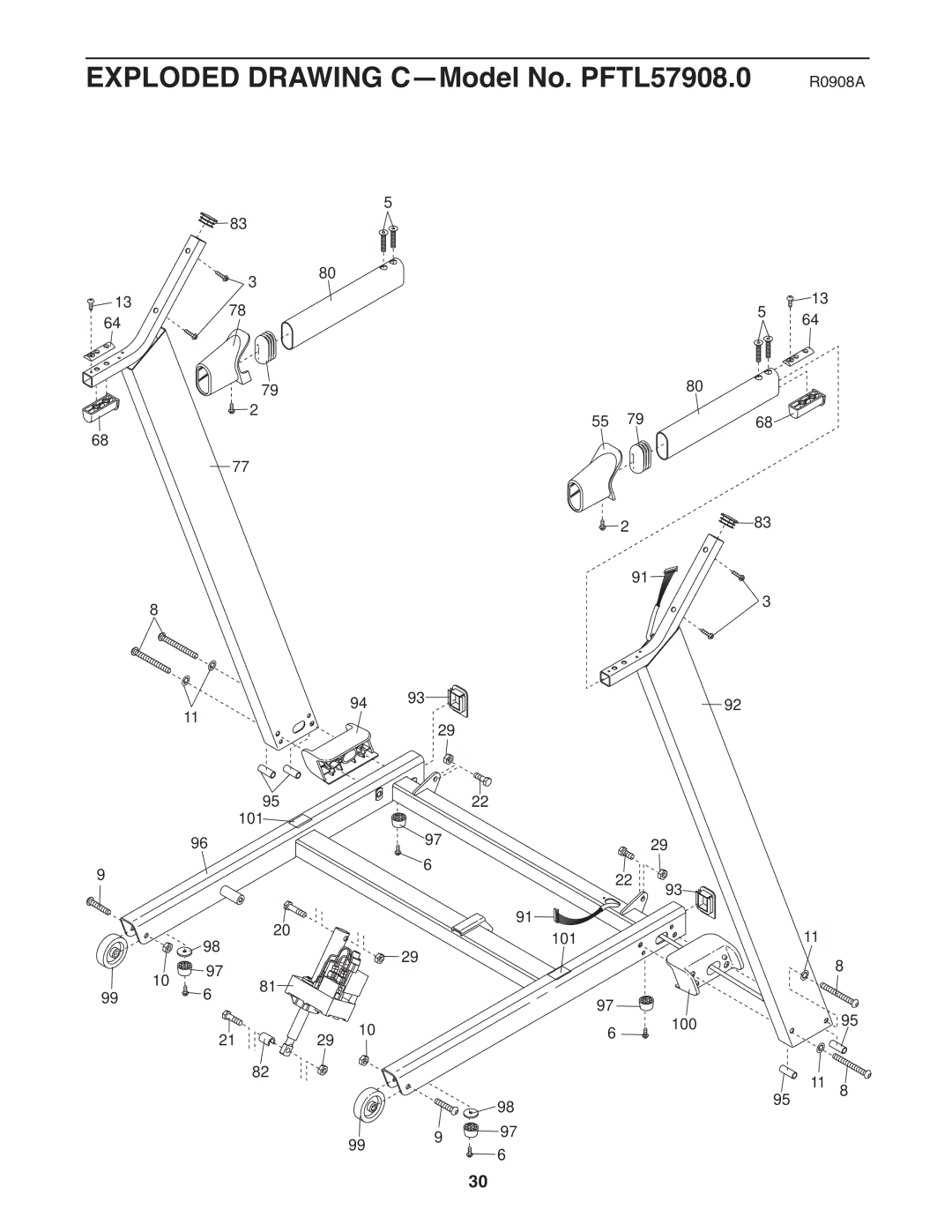 ProForm manual Exploded Drawing C-Model No. PFTL57908.0 R0908A 