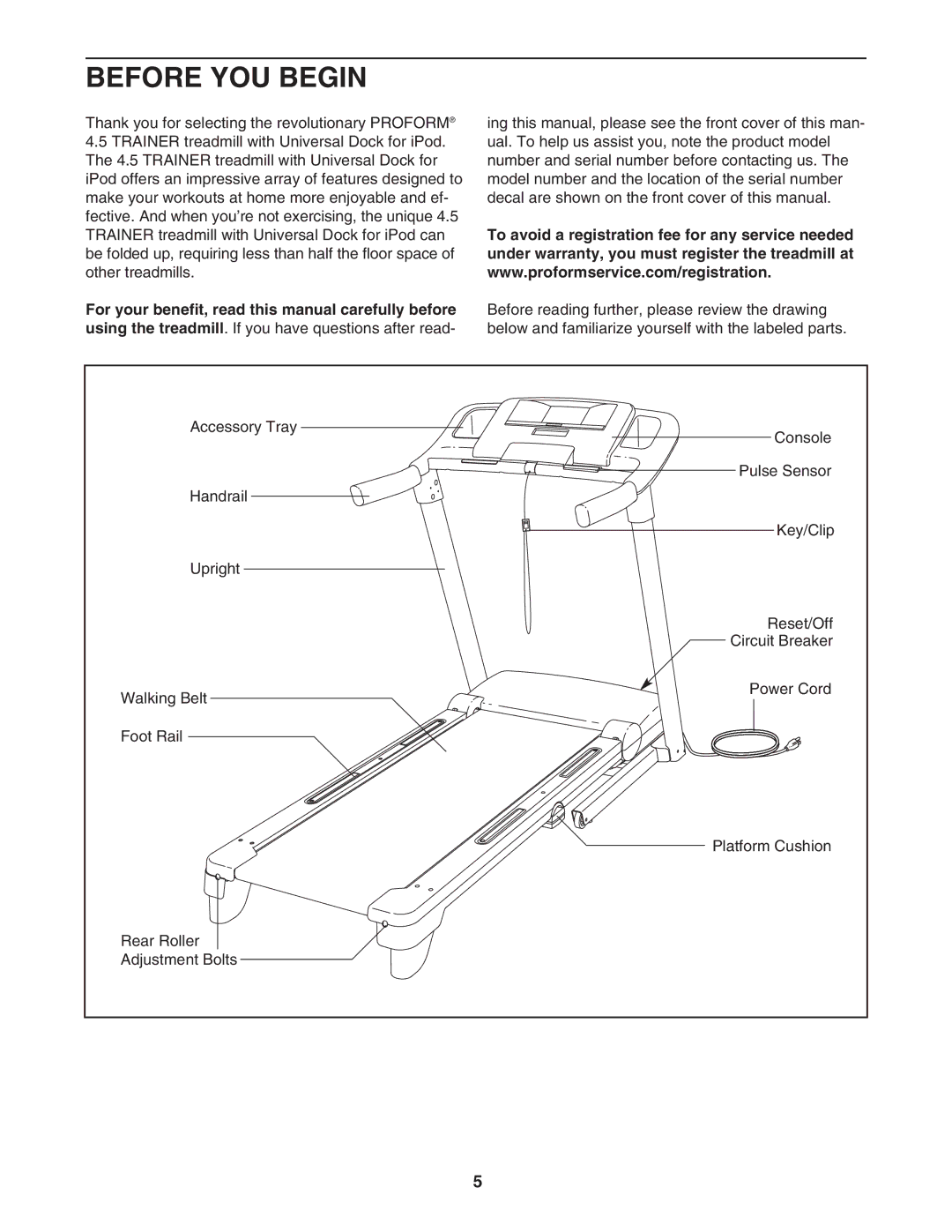 ProForm PFTL58007.1 user manual Before YOU Begin 