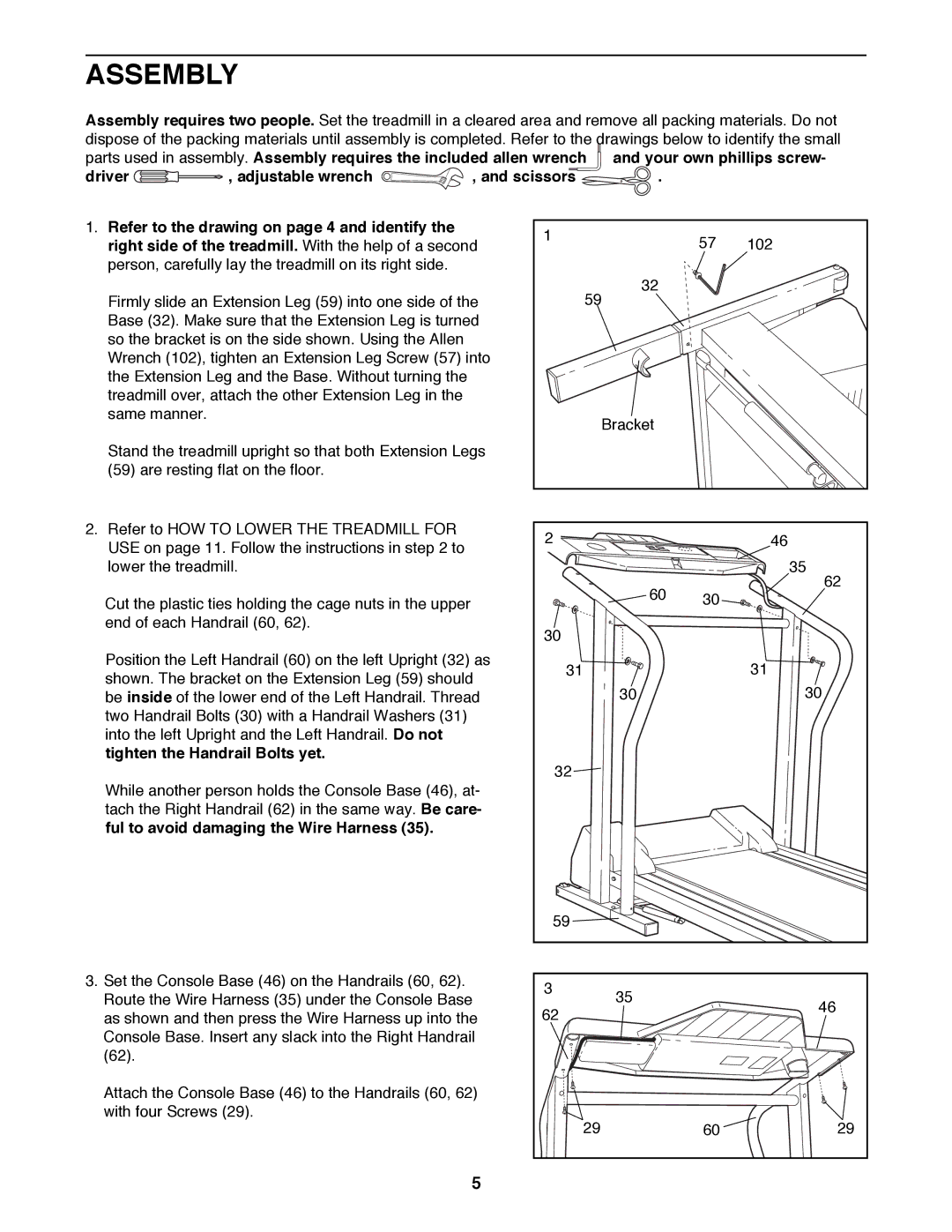 ProForm PFTL58580 user manual Assembly 