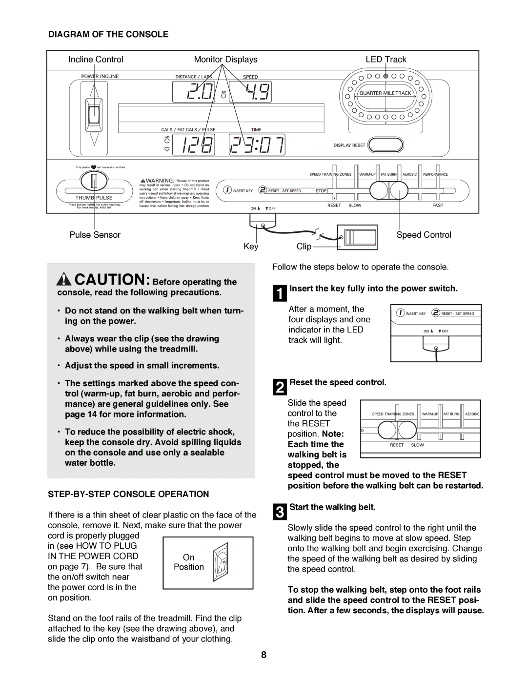 ProForm PFTL58581 user manual Diagram of the Console, STEP-BY-STEP Console Operation 