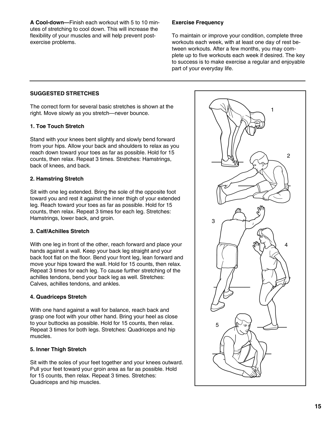 ProForm PFTL58590 user manual Suggested Stretches 