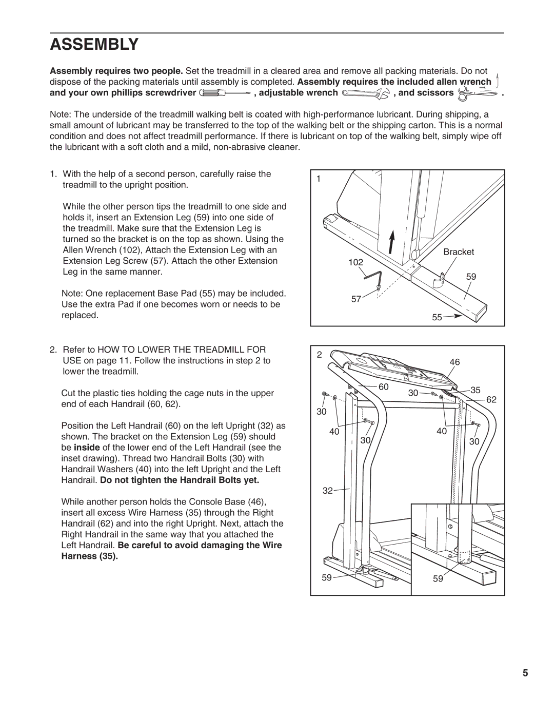 ProForm PFTL58590 user manual Assembly, Harness 