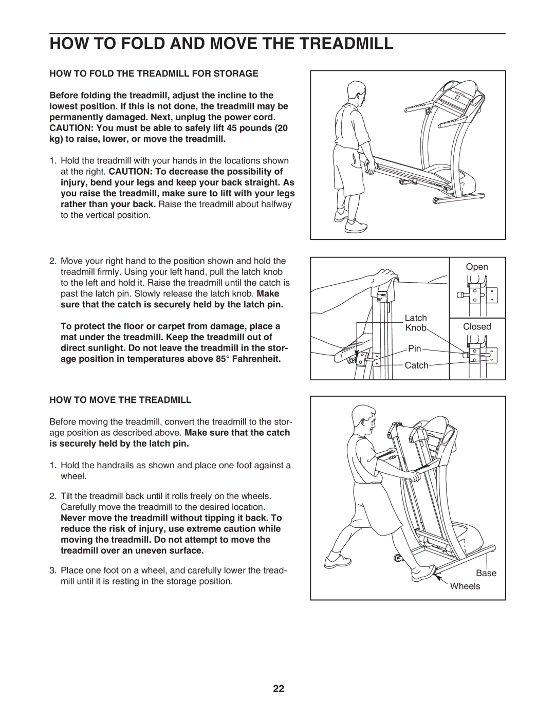 ProForm PFTL590040 HOW to Fold and Move the Treadmill, HOW to Fold the Treadmill for Storage, HOW to Move the Treadmill 