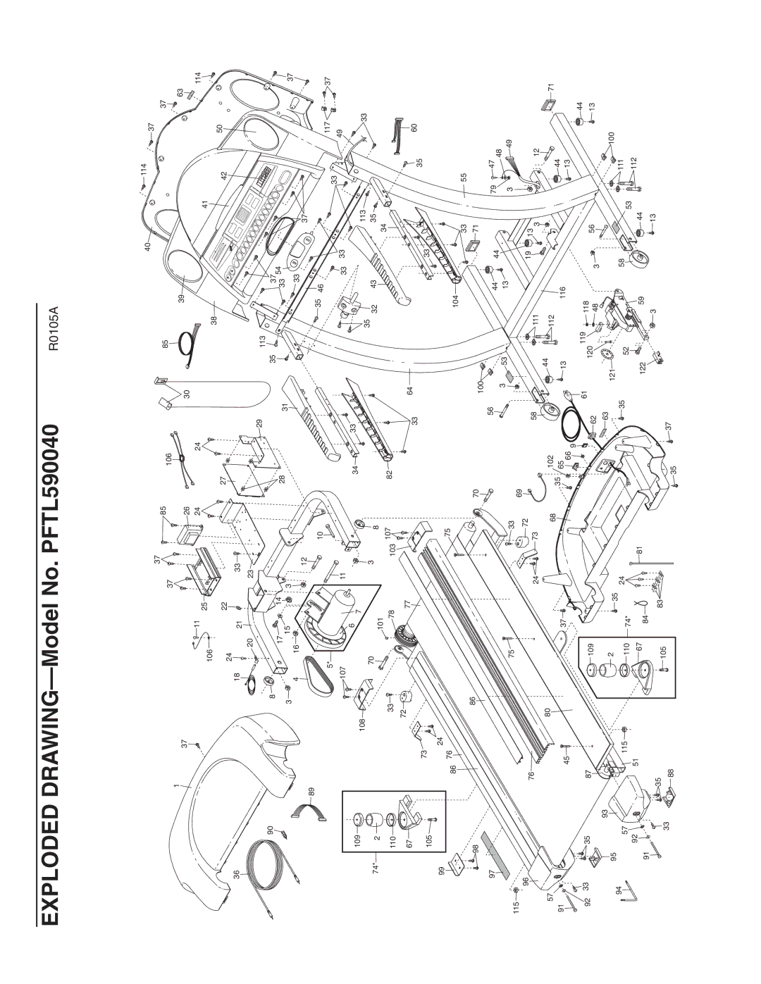 ProForm user manual Exploded DRAWING-Model No. PFTL590040, R0105A 