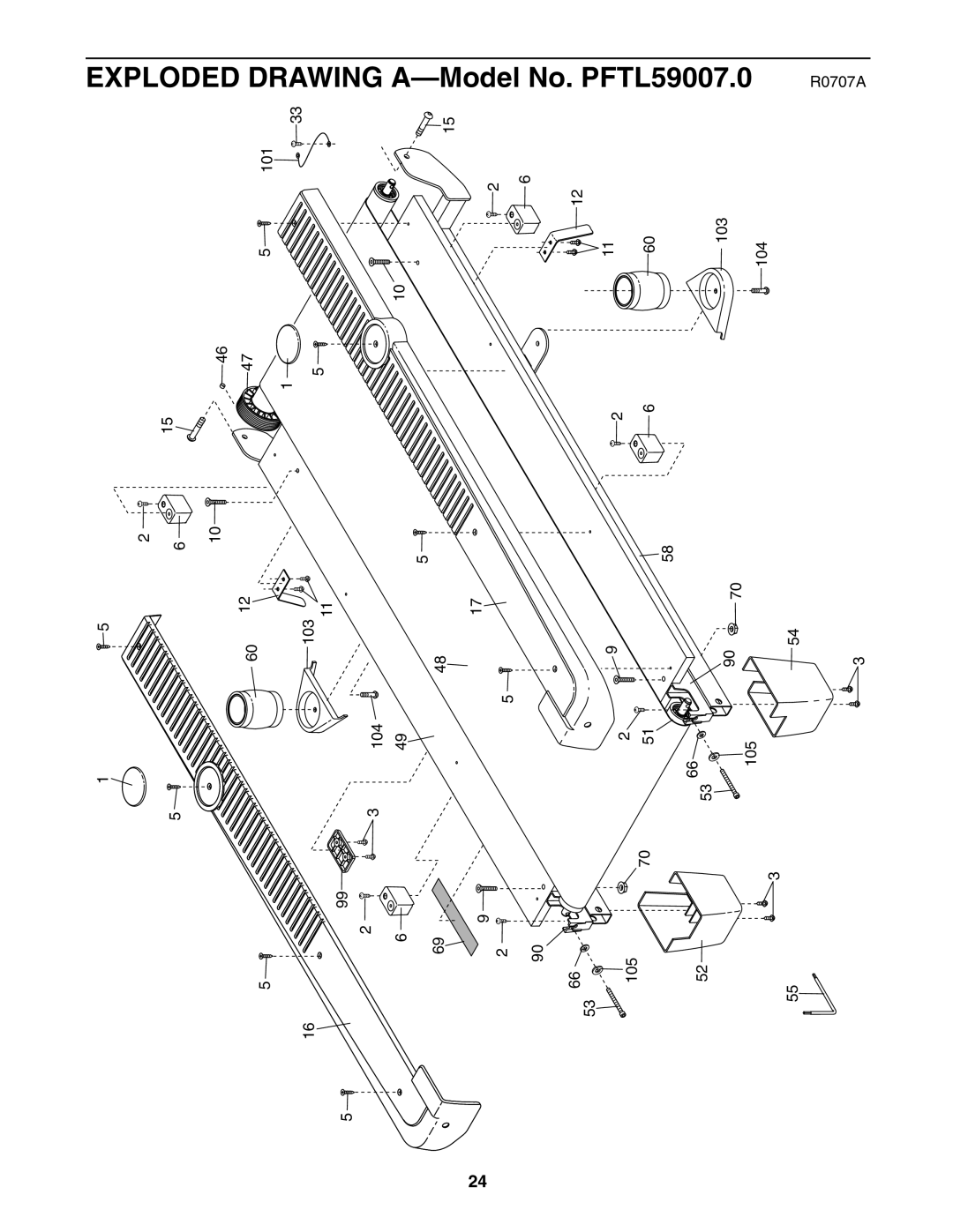 ProForm PFTL59007.0 user manual 101 33 Explodeddrawing 