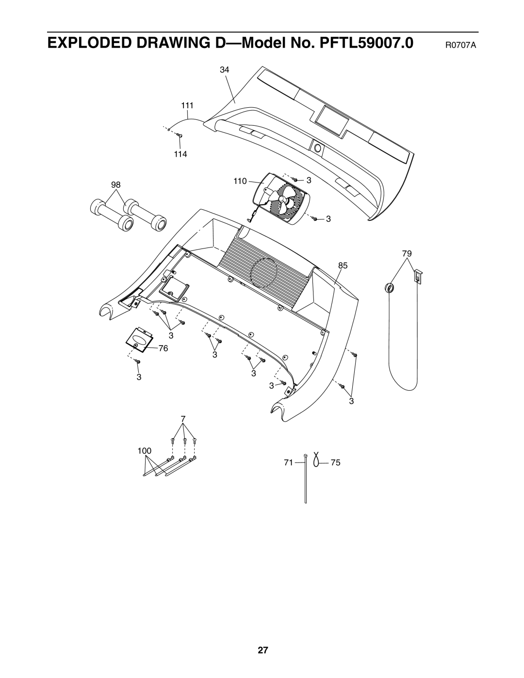 ProForm user manual Exploded Drawing D-Model No. PFTL59007.0 R0707A 