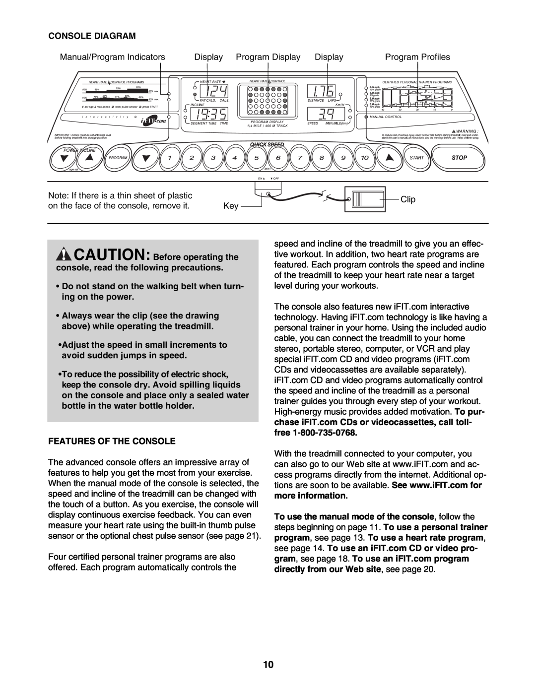 ProForm PFTL59023 user manual Console Diagram 