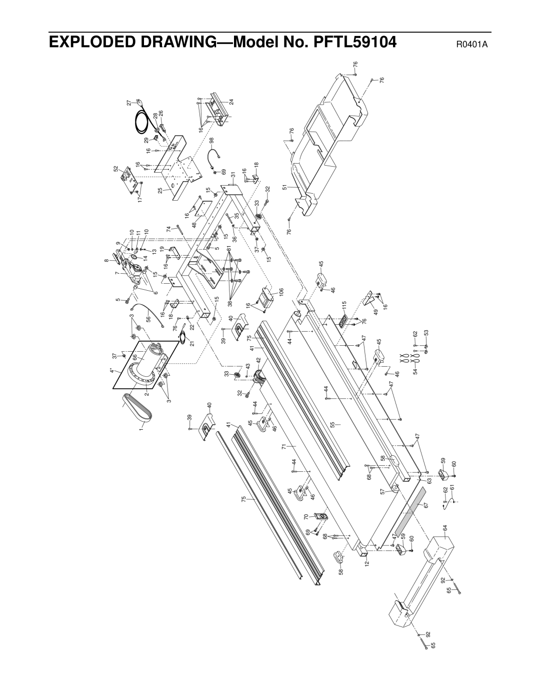 ProForm PFTL59104 user manual Exploded DRAWING-Model 