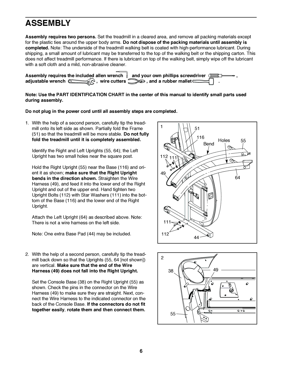 ProForm PFTL59120 user manual Assembly requires the included allen wrench, Adjustable wrench Wire cutters 