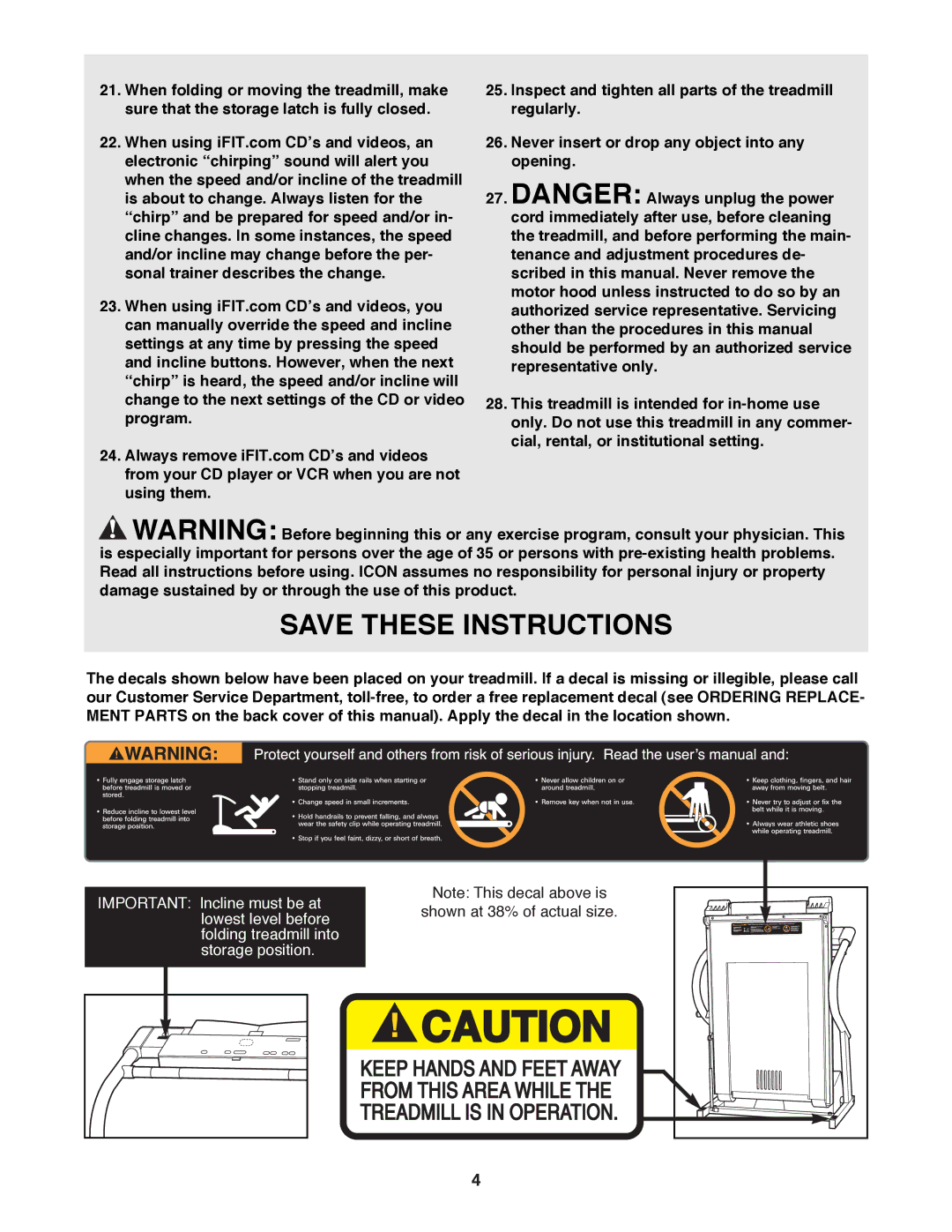 ProForm PFTL59200 user manual Shown at 38% of actual size 