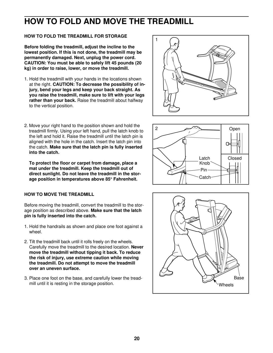 ProForm PFTL59210 HOW to Fold and Move the Treadmill, HOW to Fold the Treadmill for Storage, HOW to Move the Treadmill 