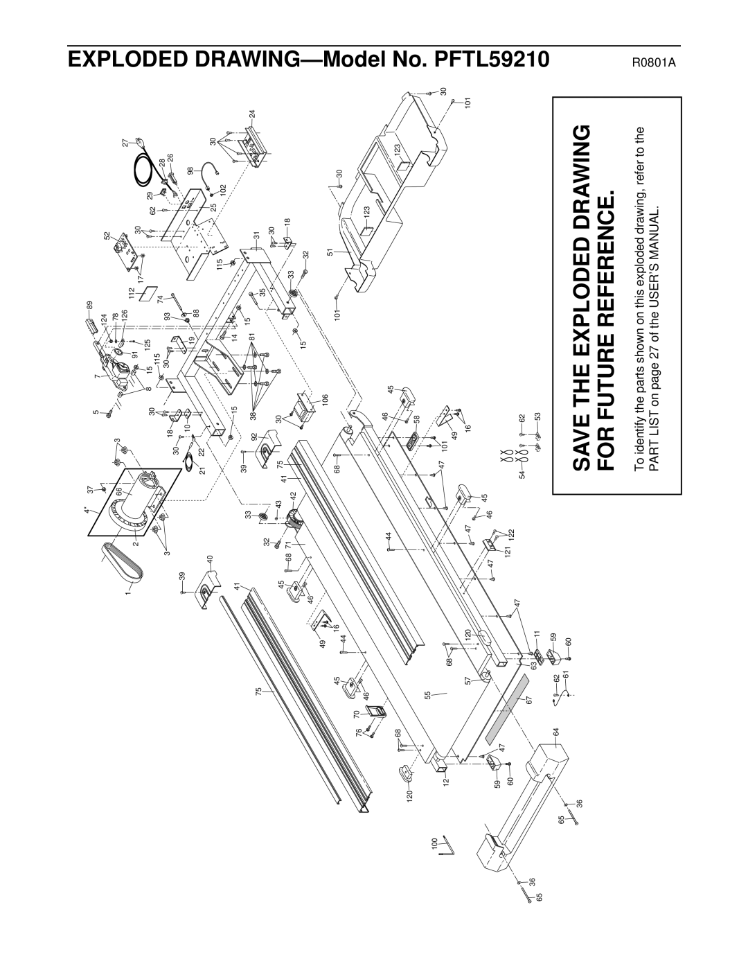 ProForm PFTL59210 user manual Save the Exploded Drawing for Future Reference 