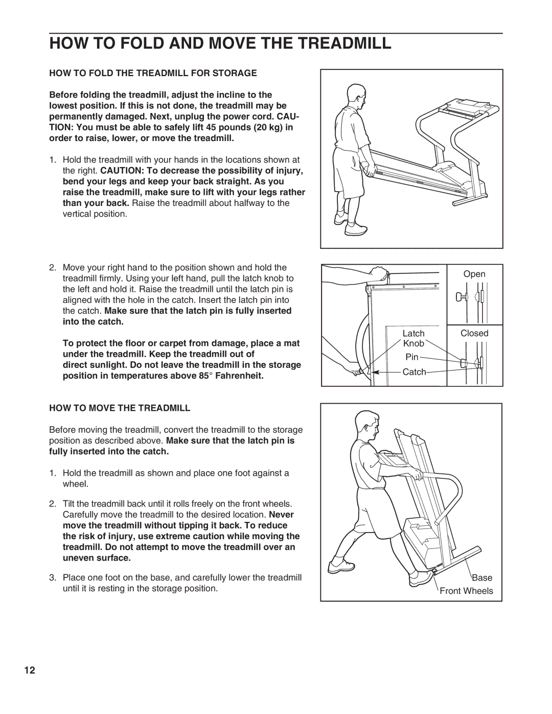 ProForm PFTL59290 HOW to Fold and Move the Treadmill, HOW to Fold the Treadmill for Storage, HOW to Move the Treadmill 