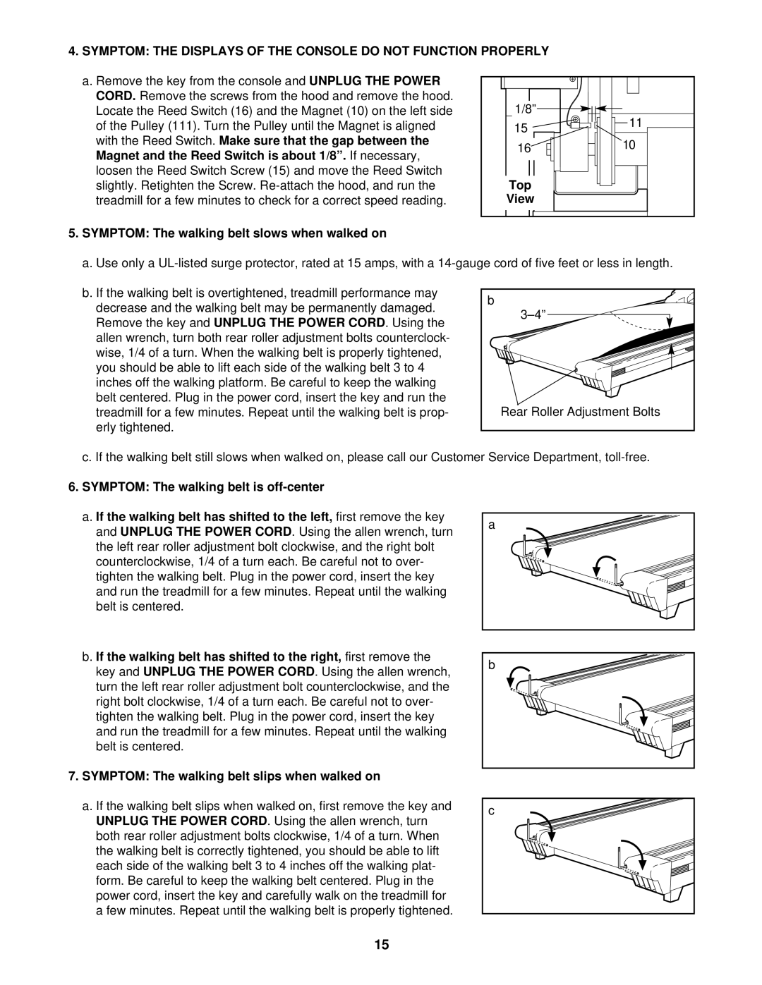 ProForm PFTL59291 user manual Symptom the Displays of the Console do not Function Properly 