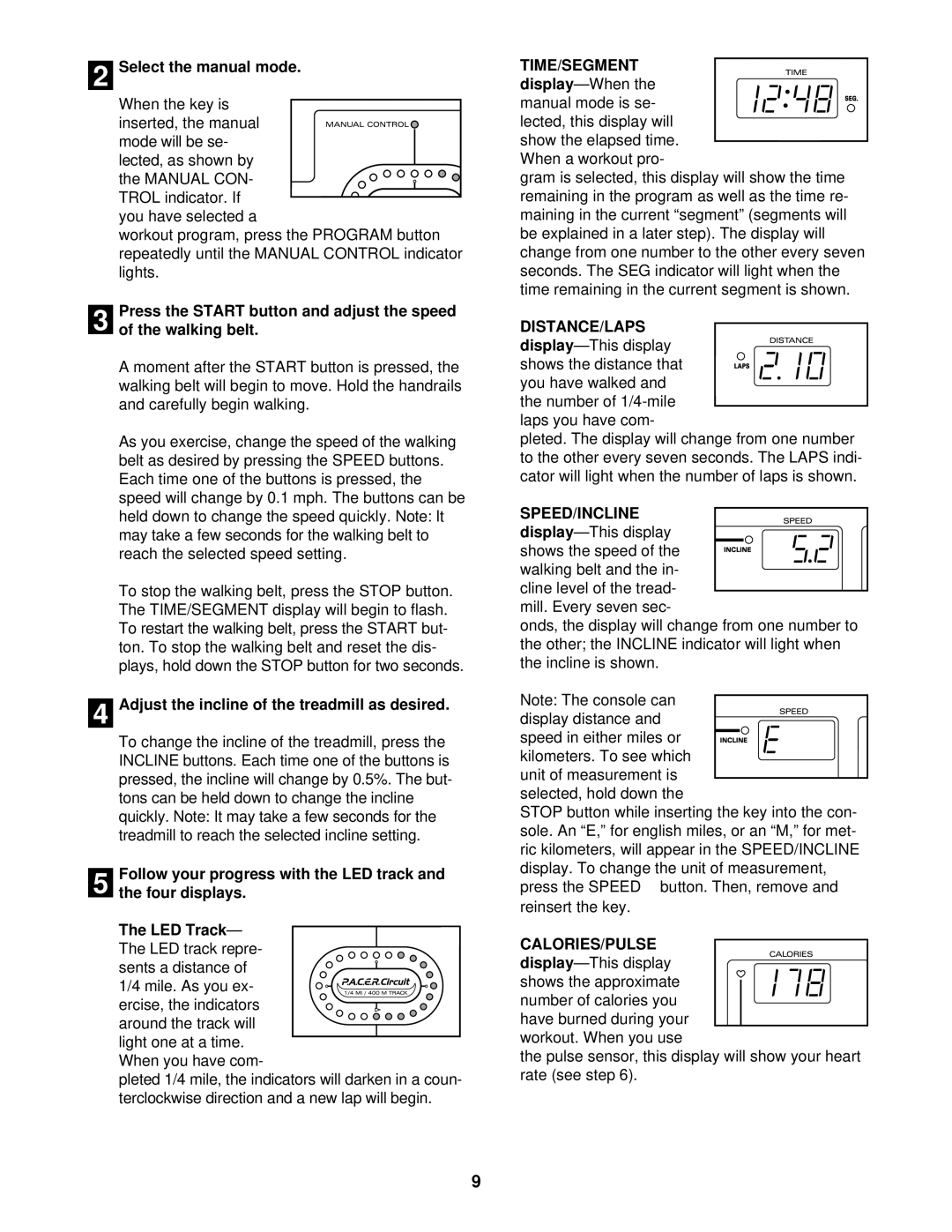 ProForm PFTL59291 user manual Time/Segment, Distance/Laps, Speed/Incline 