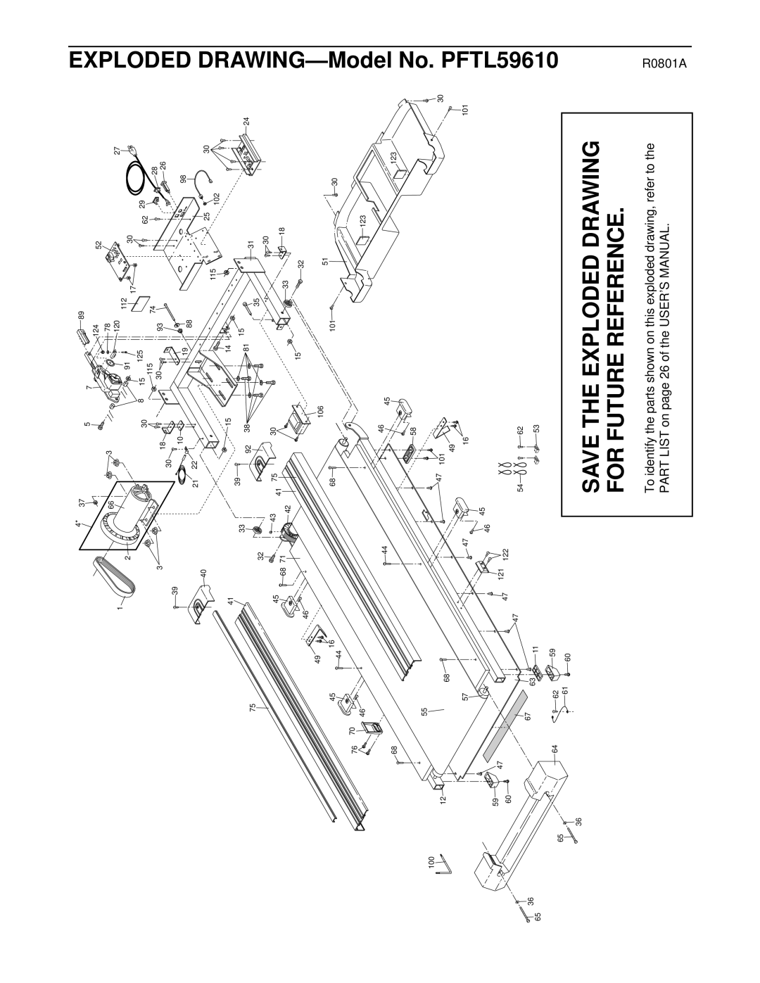 ProForm PFTL59610 user manual Save the Exploded Drawing for Future Reference 