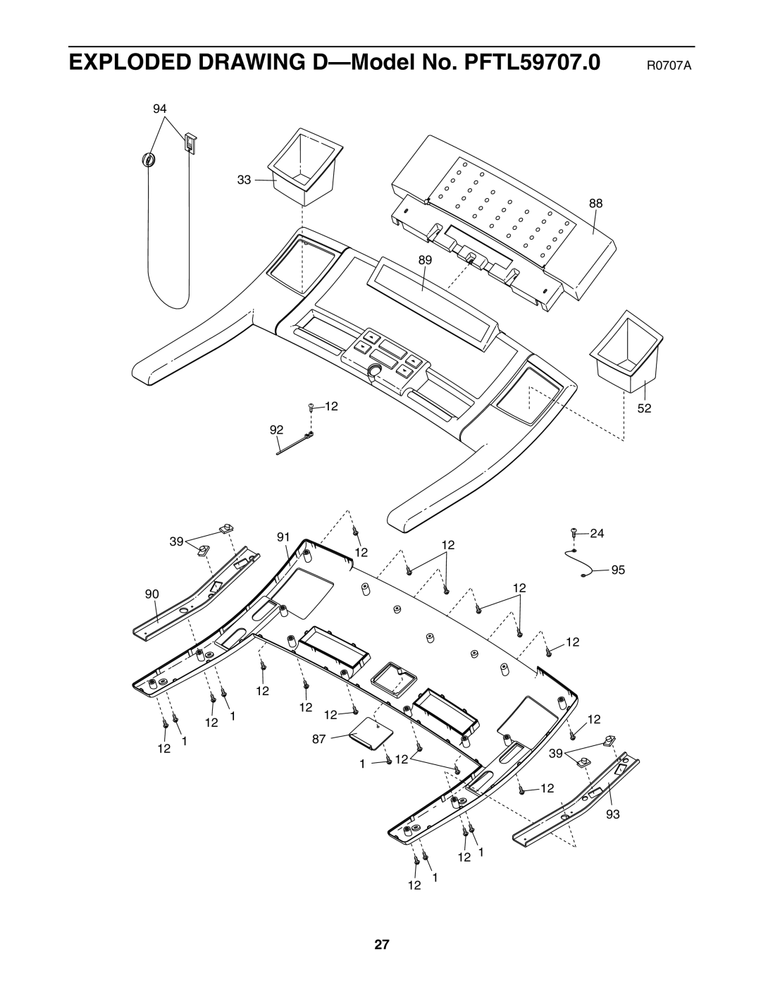 ProForm user manual Exploded Drawing D-Model No. PFTL59707.0 R0707A 