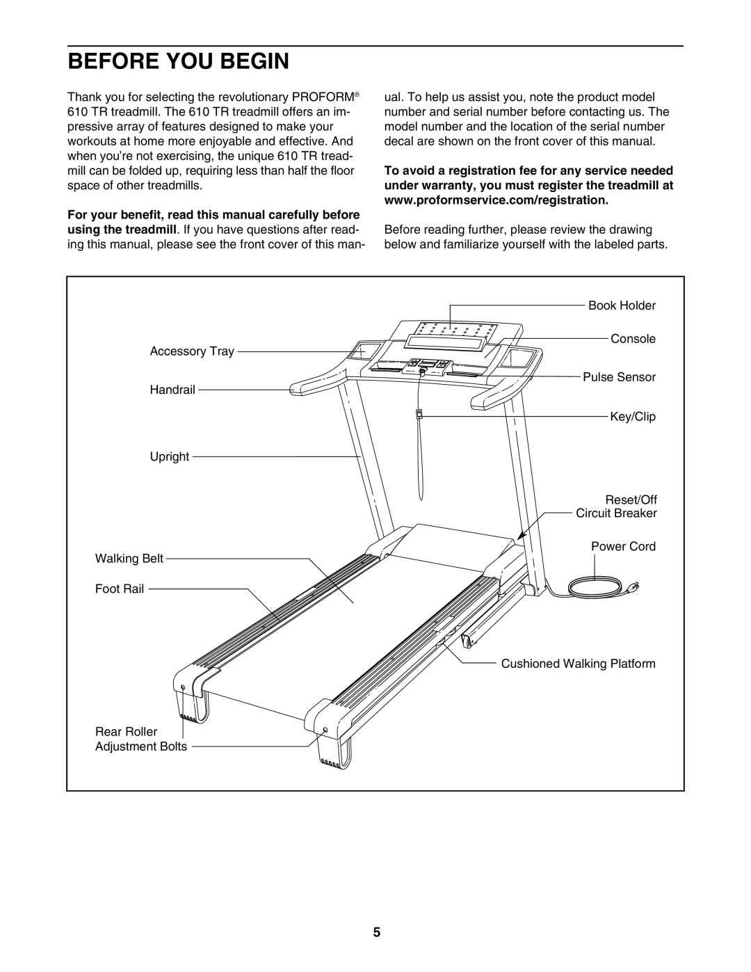 ProForm PFTL59707.0 user manual Before YOU Begin 