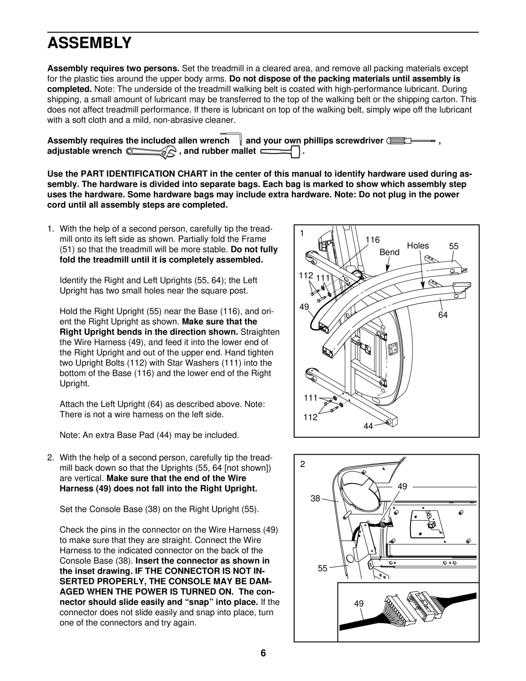 ProForm PFTL59921 user manual Assembly requires the included allen wrench 