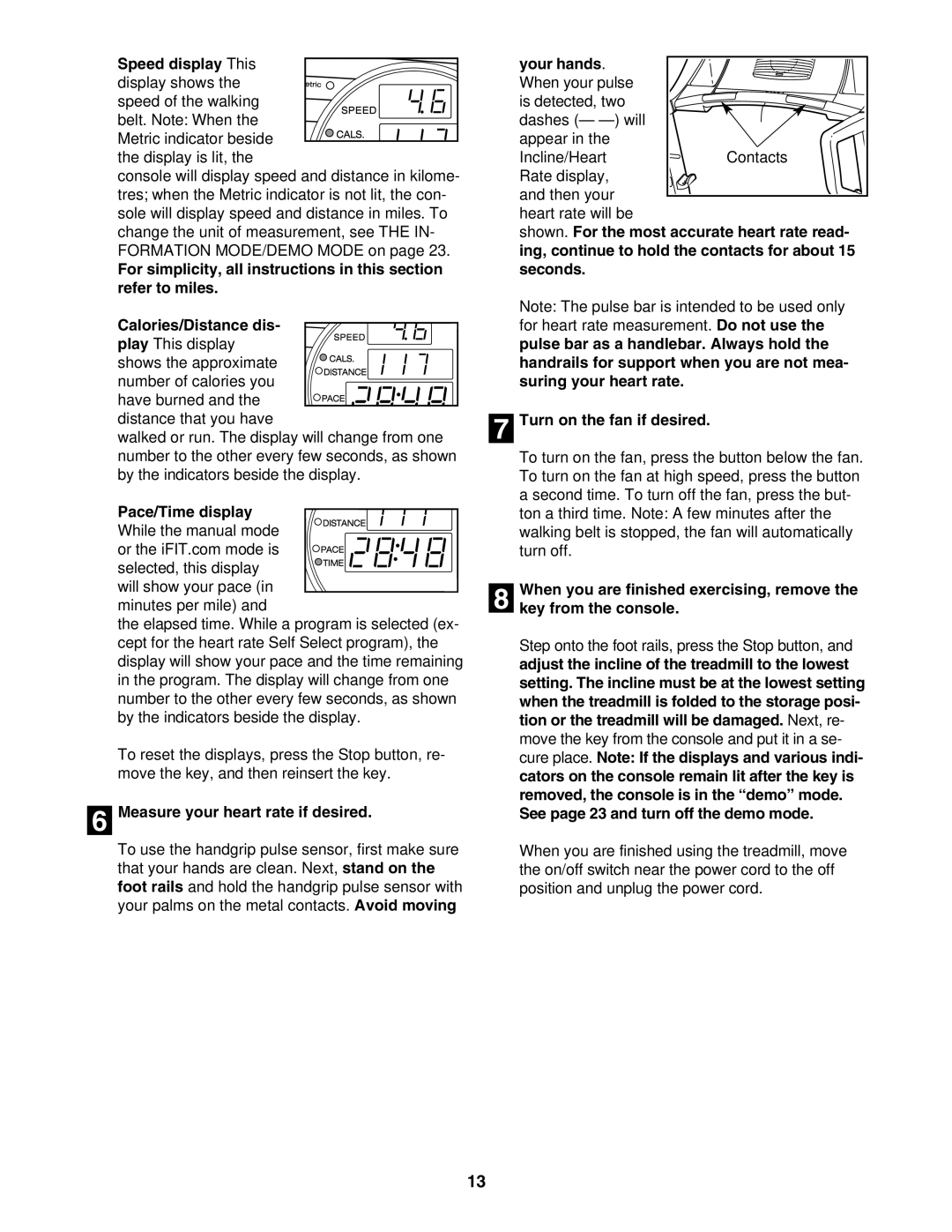 ProForm PFTL61930 user manual Speed display-This, Measure your heart rate if desired, Your hands 