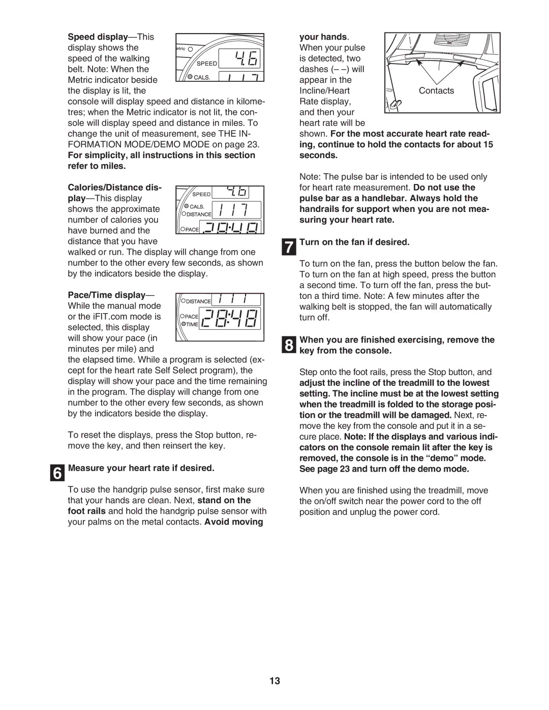 ProForm PFTL61931 user manual Speed display-This, Measure your heart rate if desired, Your hands 