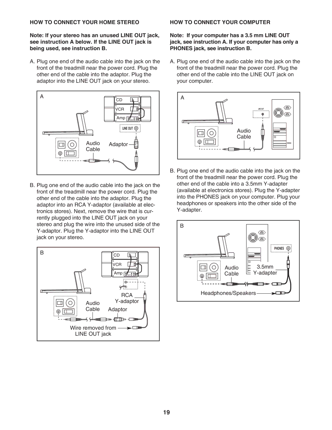 ProForm PFTL61931 user manual HOW to Connect Your Home Stereo, HOW to Connect Your Computer 