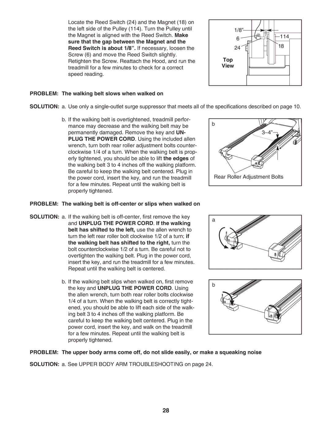 ProForm PFTL61931 user manual Top, View, Problem The walking belt slows when walked on 