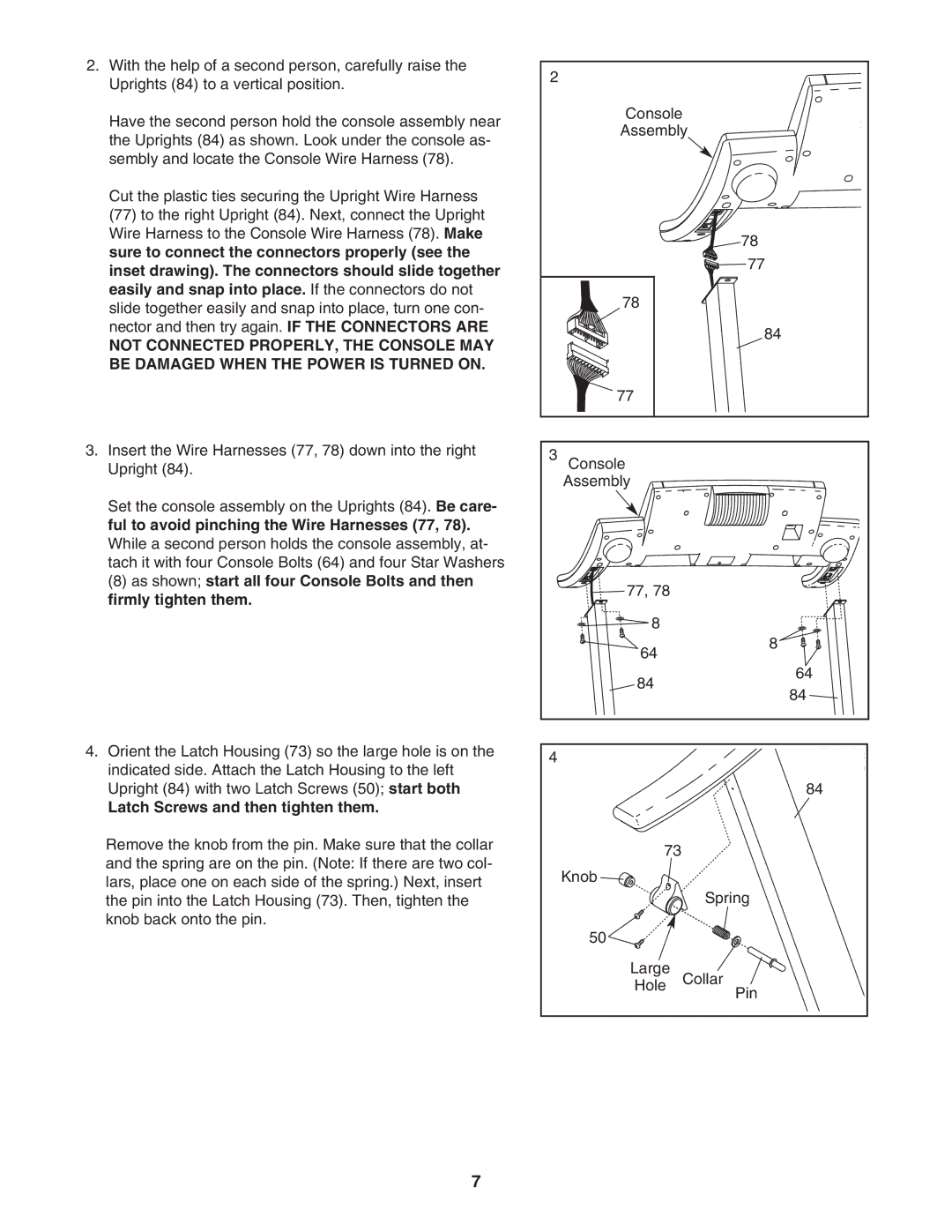 ProForm PFTL63105.0 user manual Latch Screws and then tighten them 