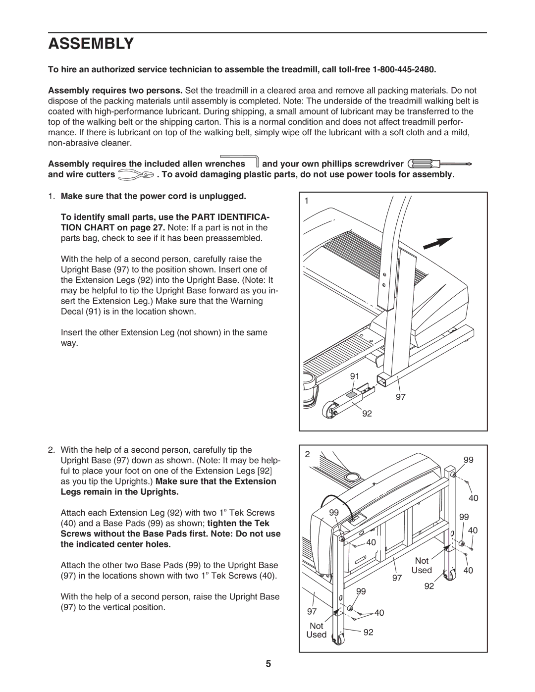 ProForm PFTL64505.0 user manual Assembly, Legs remain in the Uprights 