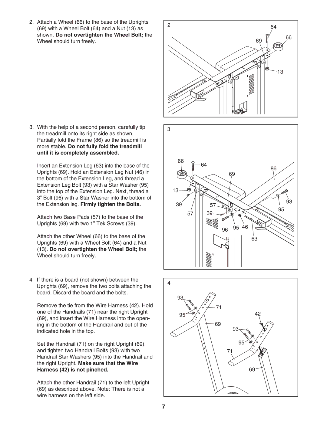 ProForm PFTL66906.0 user manual Shown. Do not overtighten the Wheel Bolt, Extension leg. Firmly tighten the Bolts 