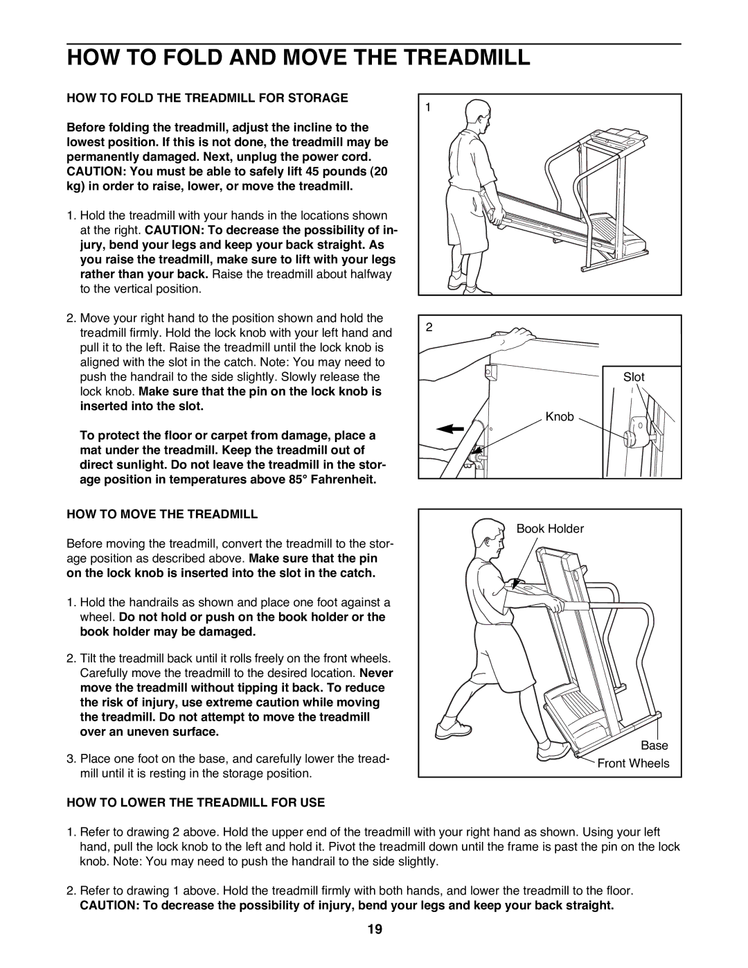 ProForm PFTL69100 HOW to Fold and Move the Treadmill, HOW to Fold the Treadmill for Storage, HOW to Move the Treadmill 