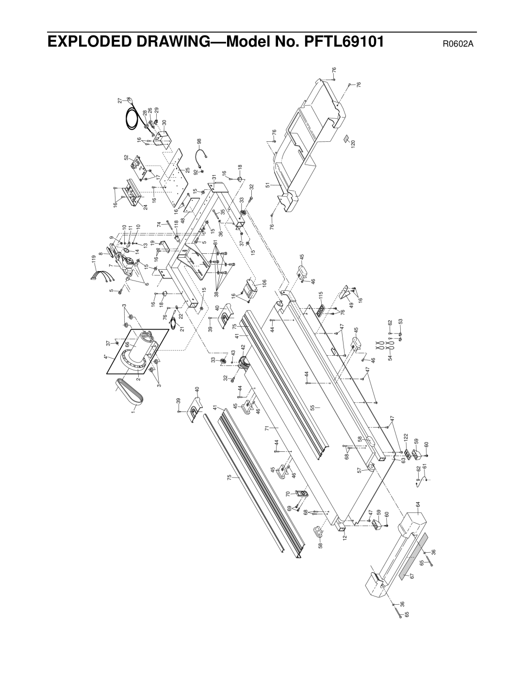 ProForm PFTL69101 user manual Exploded, DRAWING-Model No 