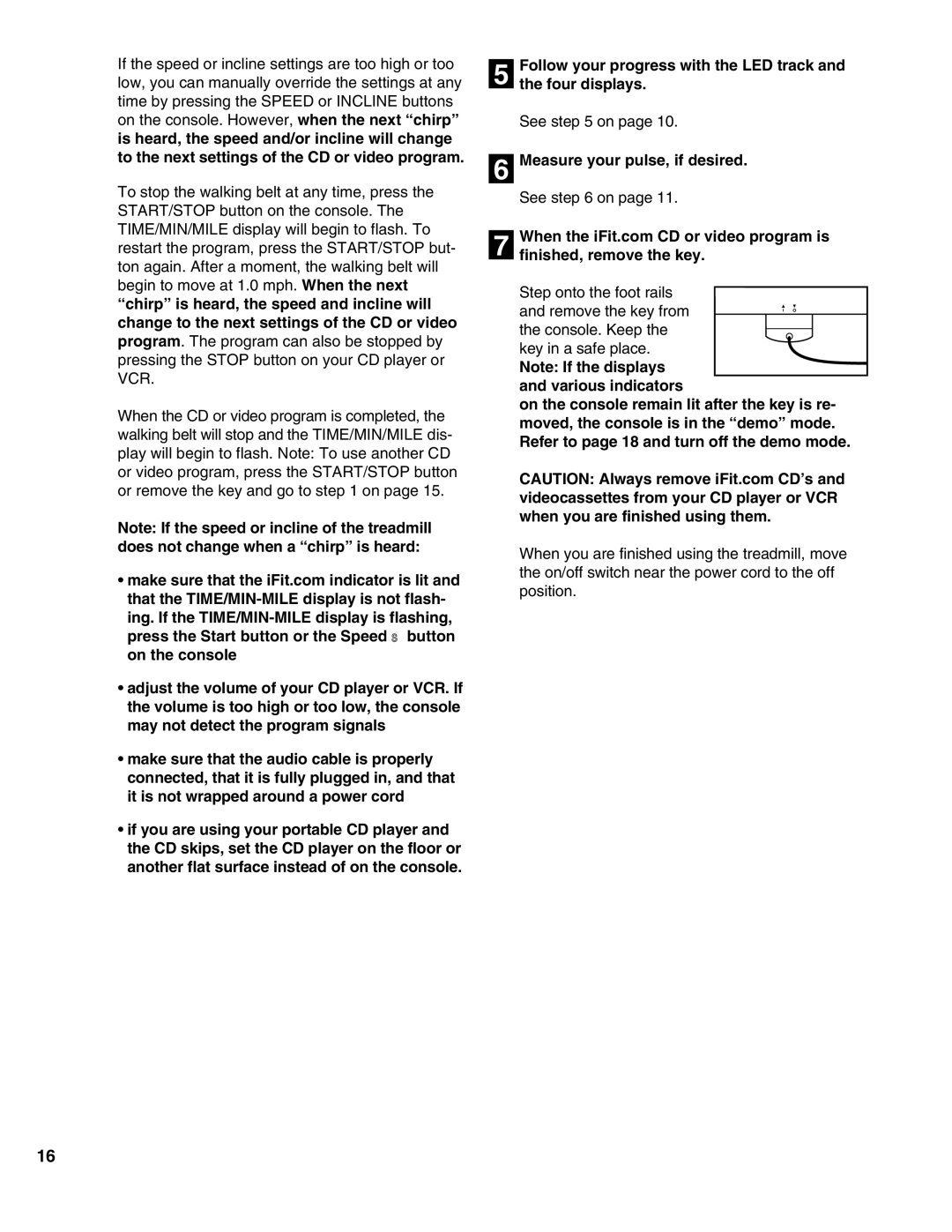 ProForm PFTL69190 user manual Follow your progress with the LED track Four displays, Finished, remove the key 