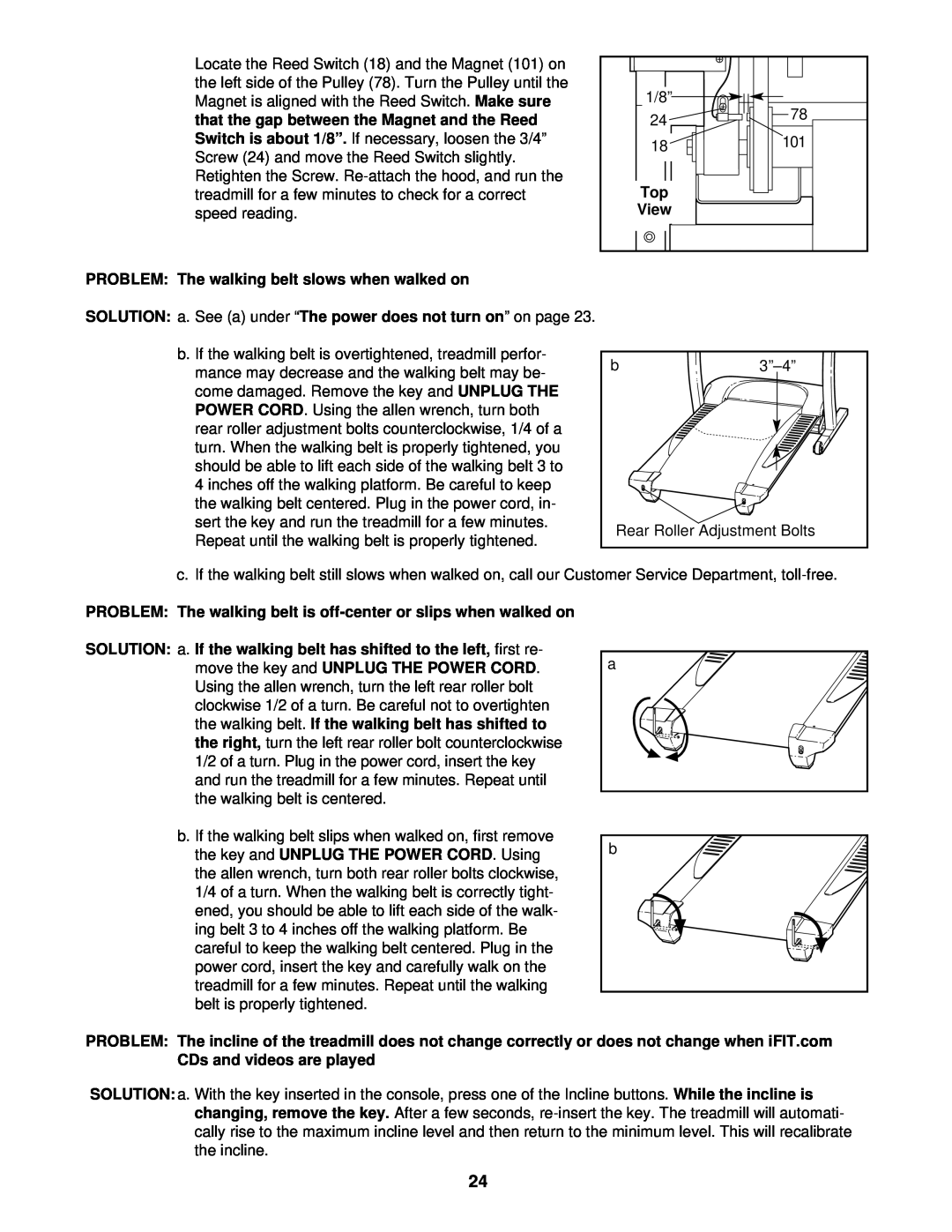 ProForm PFTL69211 user manual PROBLEM The walking belt slows when walked on, View 