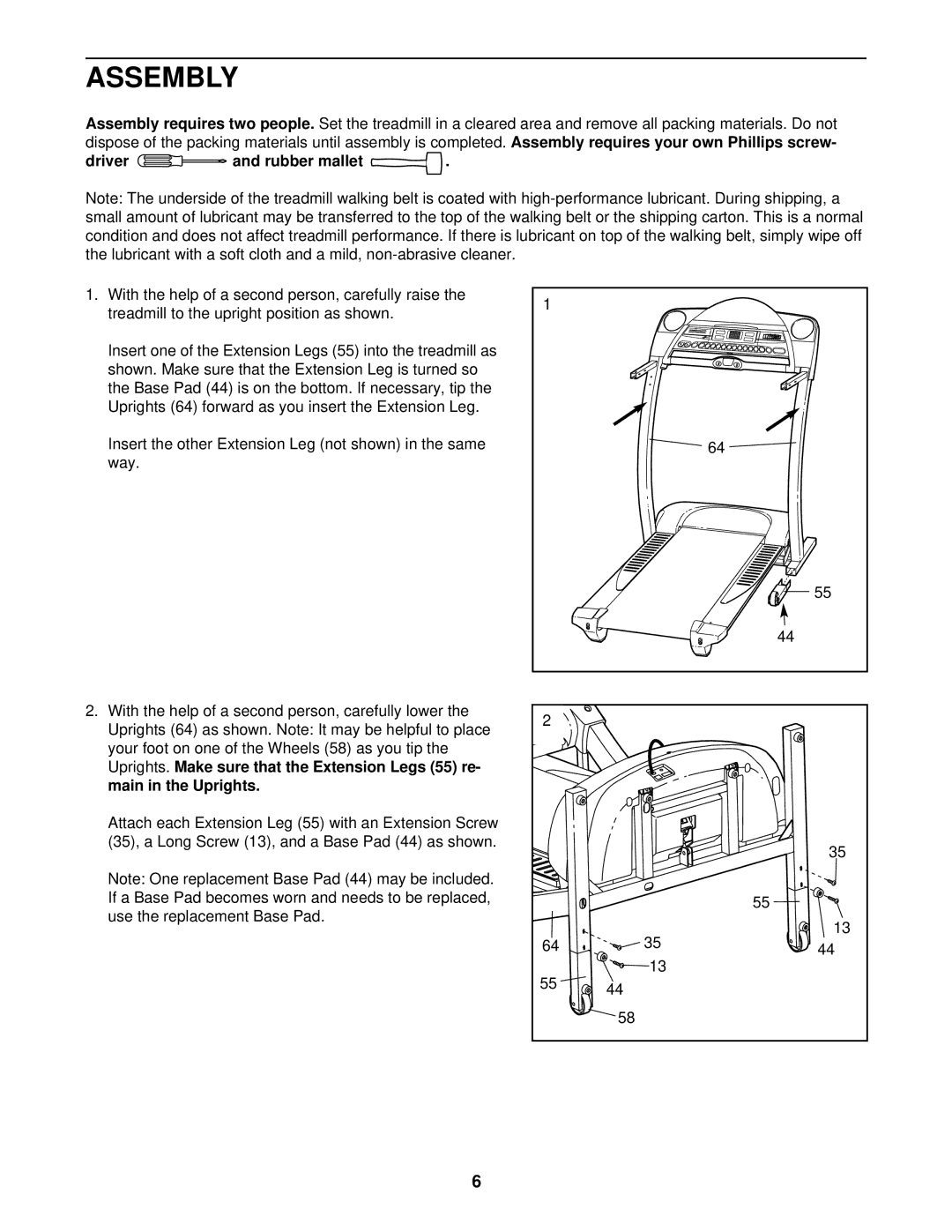 ProForm PFTL69213 user manual Assembly, Driver and rubber mallet 