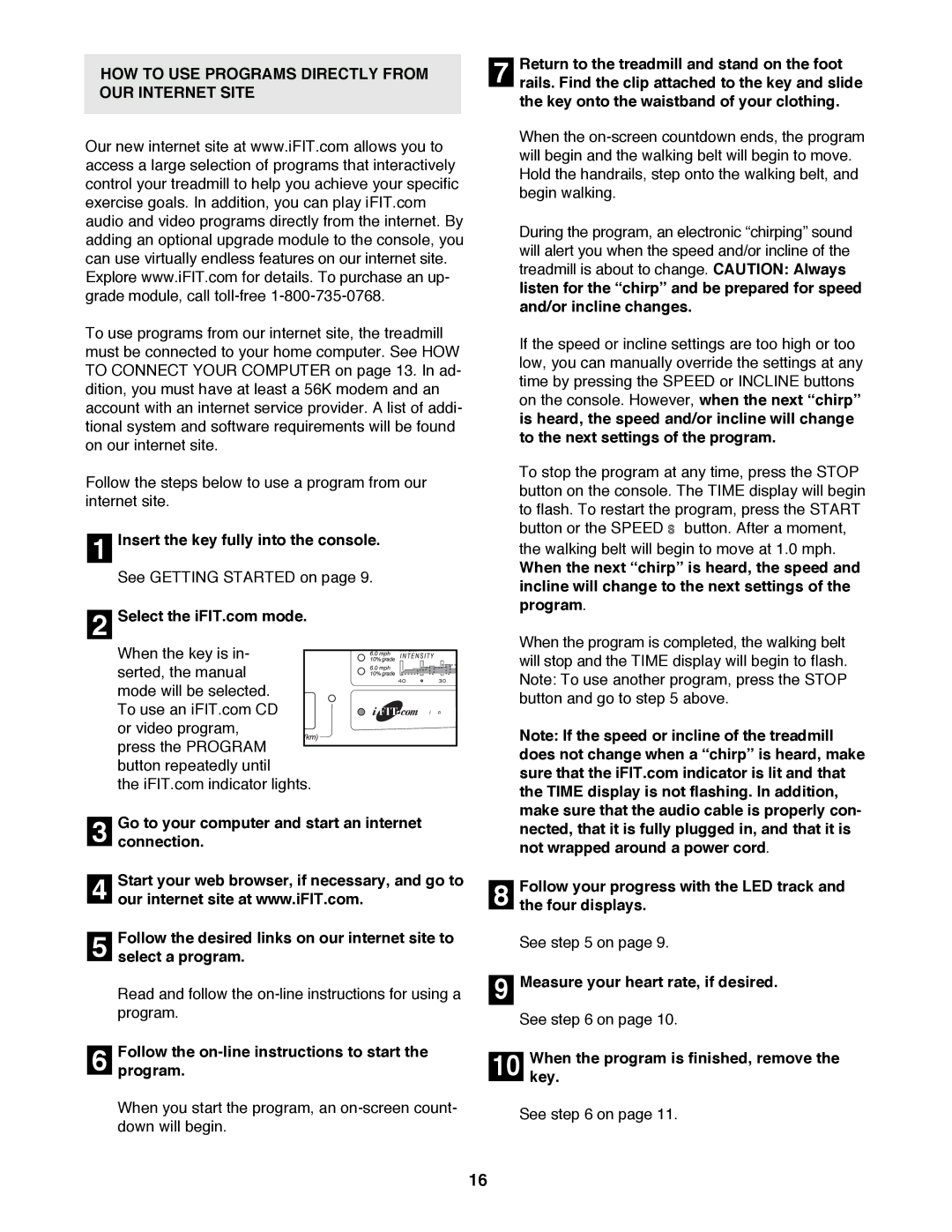 ProForm PFTL69500 user manual HOW to USE Programs Directly from OUR Internet Site 