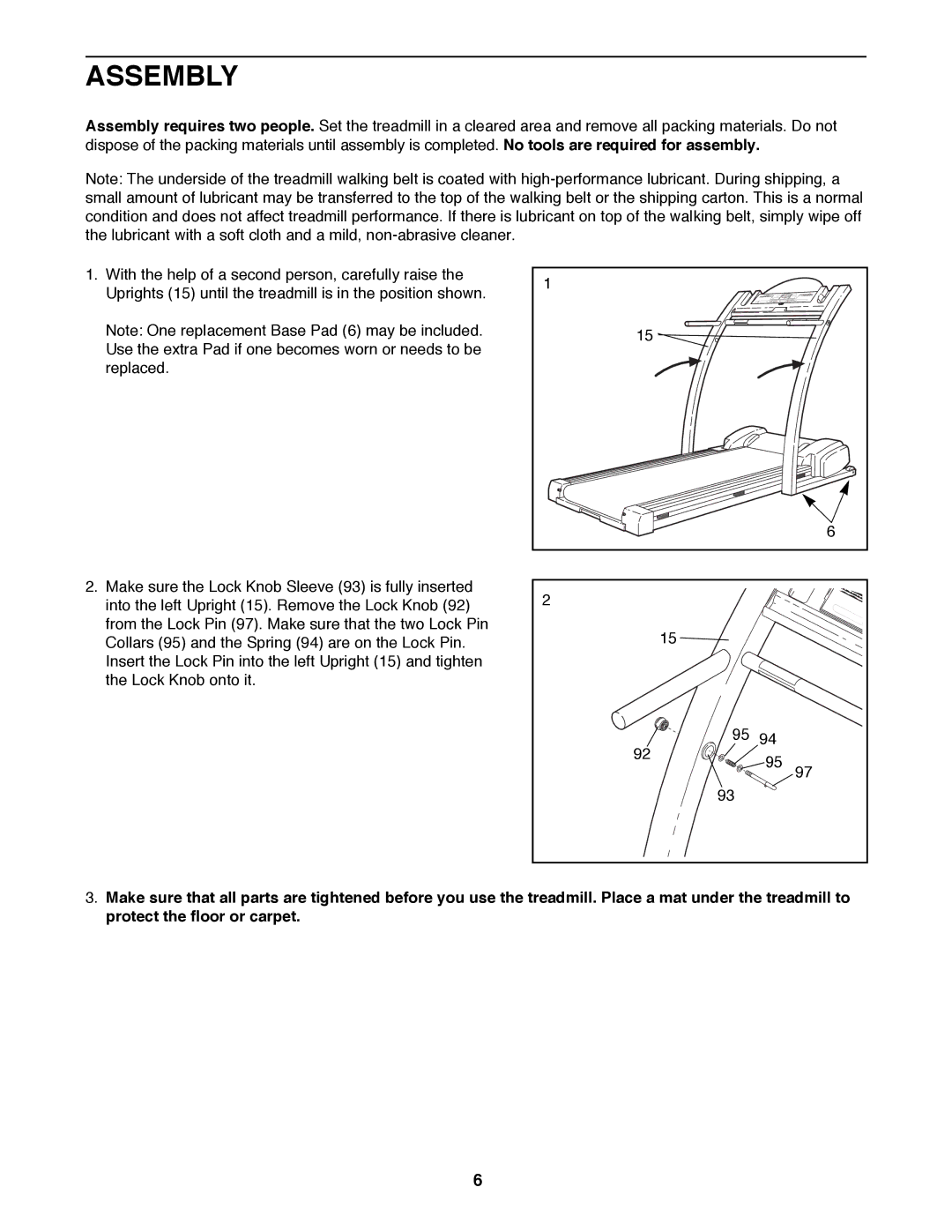 ProForm PFTL69500 user manual Assembly 