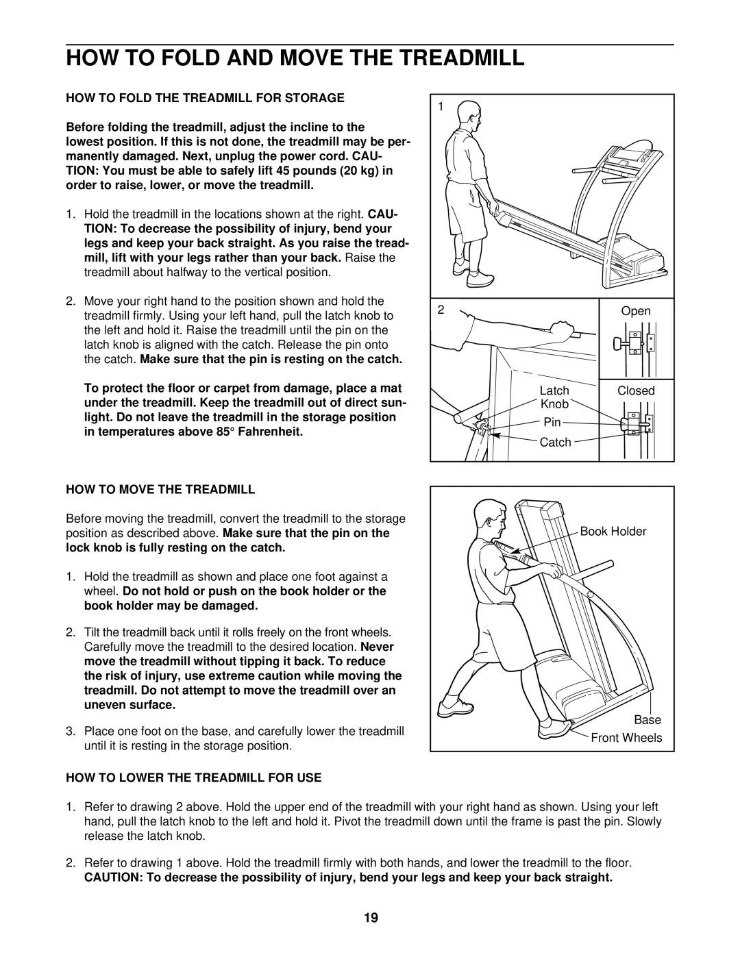 ProForm PFTL69502 HOW to Fold and Move the Treadmill, HOW to Fold the Treadmill for Storage, HOW to Move the Treadmill 