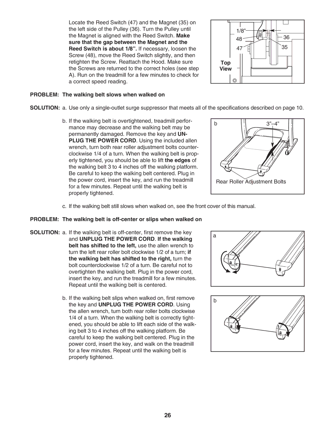 ProForm PFTL69505.0 user manual Top, Problem The walking belt slows when walked on 