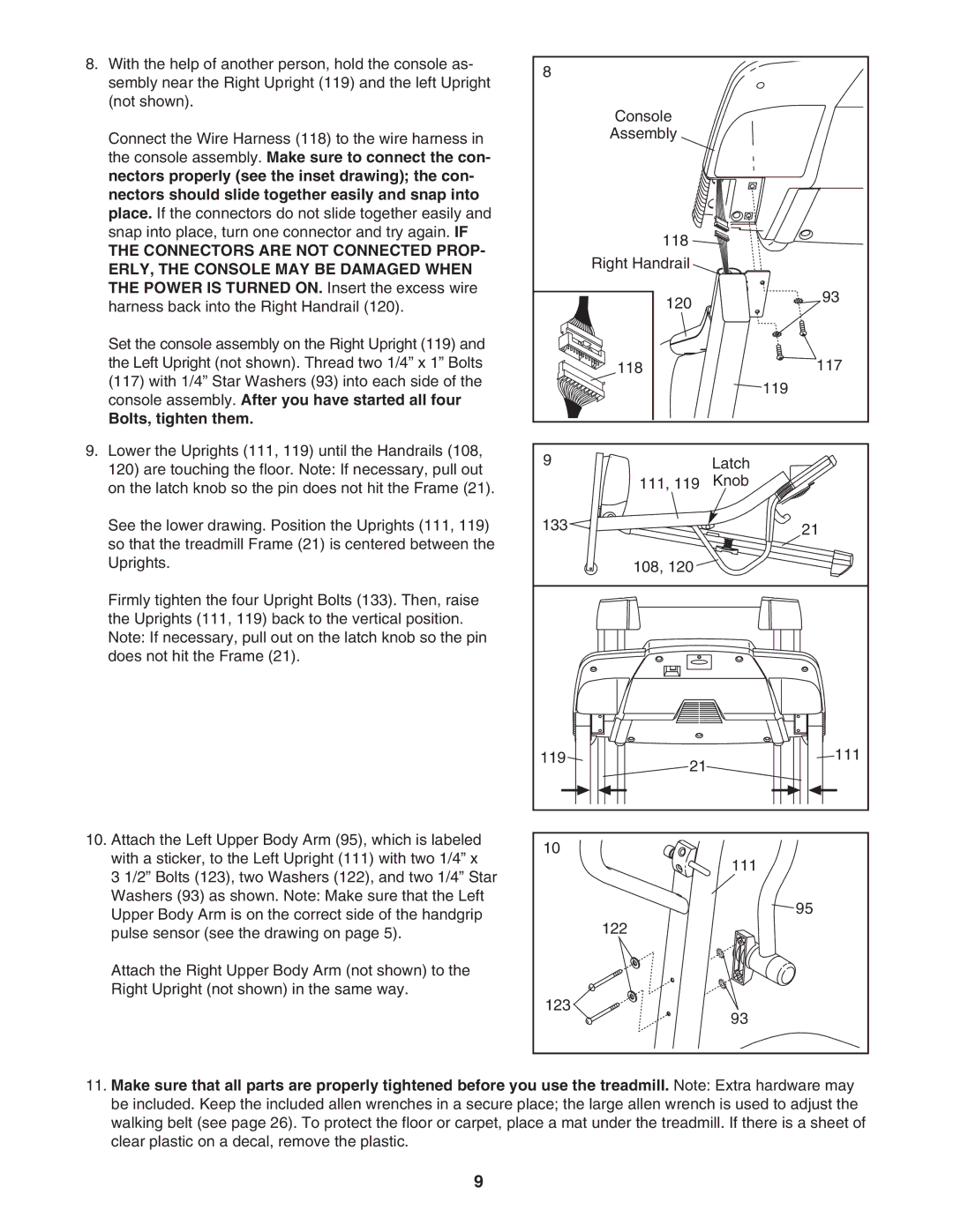 ProForm PFTL69505.0 user manual Bolts, tighten them 