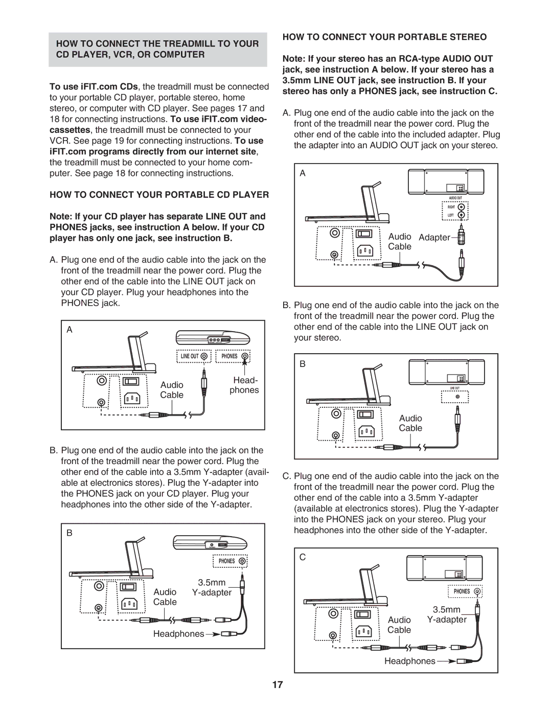 ProForm PFTL69712 user manual HOW to Connect Your Portable Stereo 