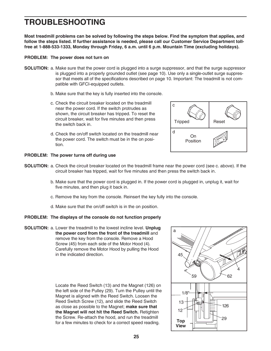 ProForm PFTL69712 user manual Troubleshooting, Problem The power turns off during use, Top 