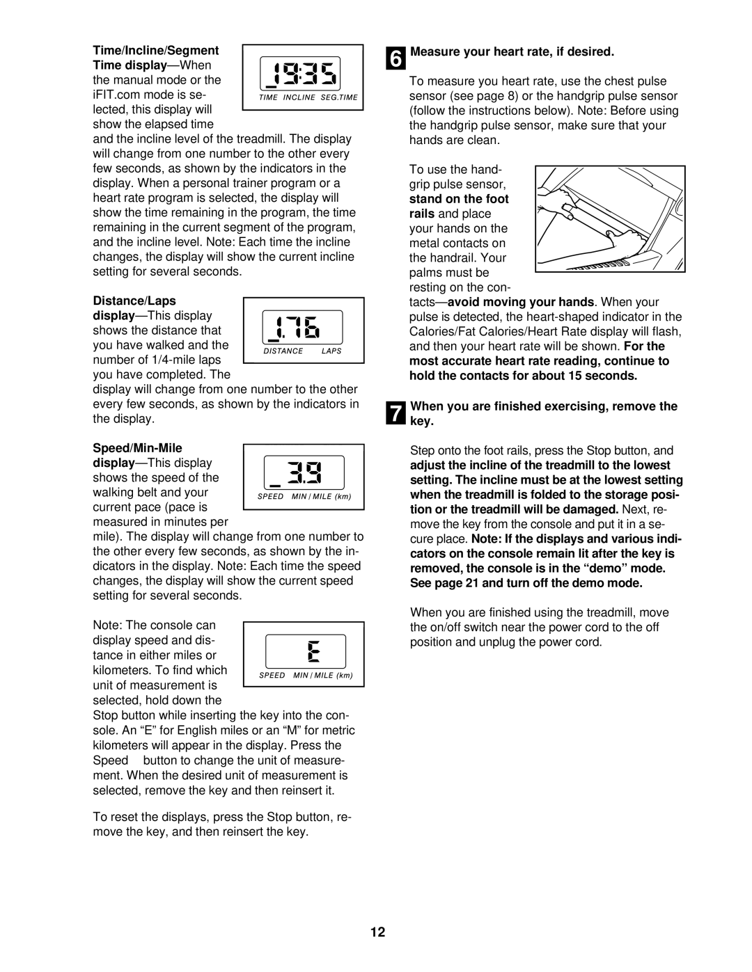 ProForm PFTL69820 user manual Distance/Laps, Measure your heart rate, if desired 