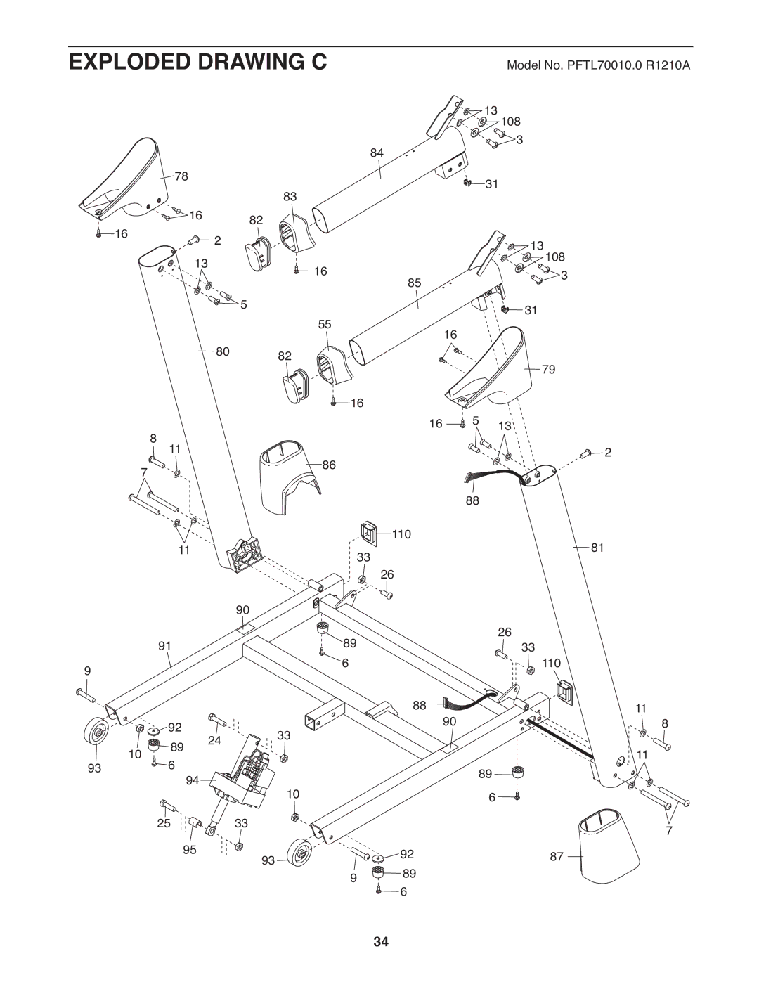 ProForm PFTL70010.0 warranty Exploded Drawing C 