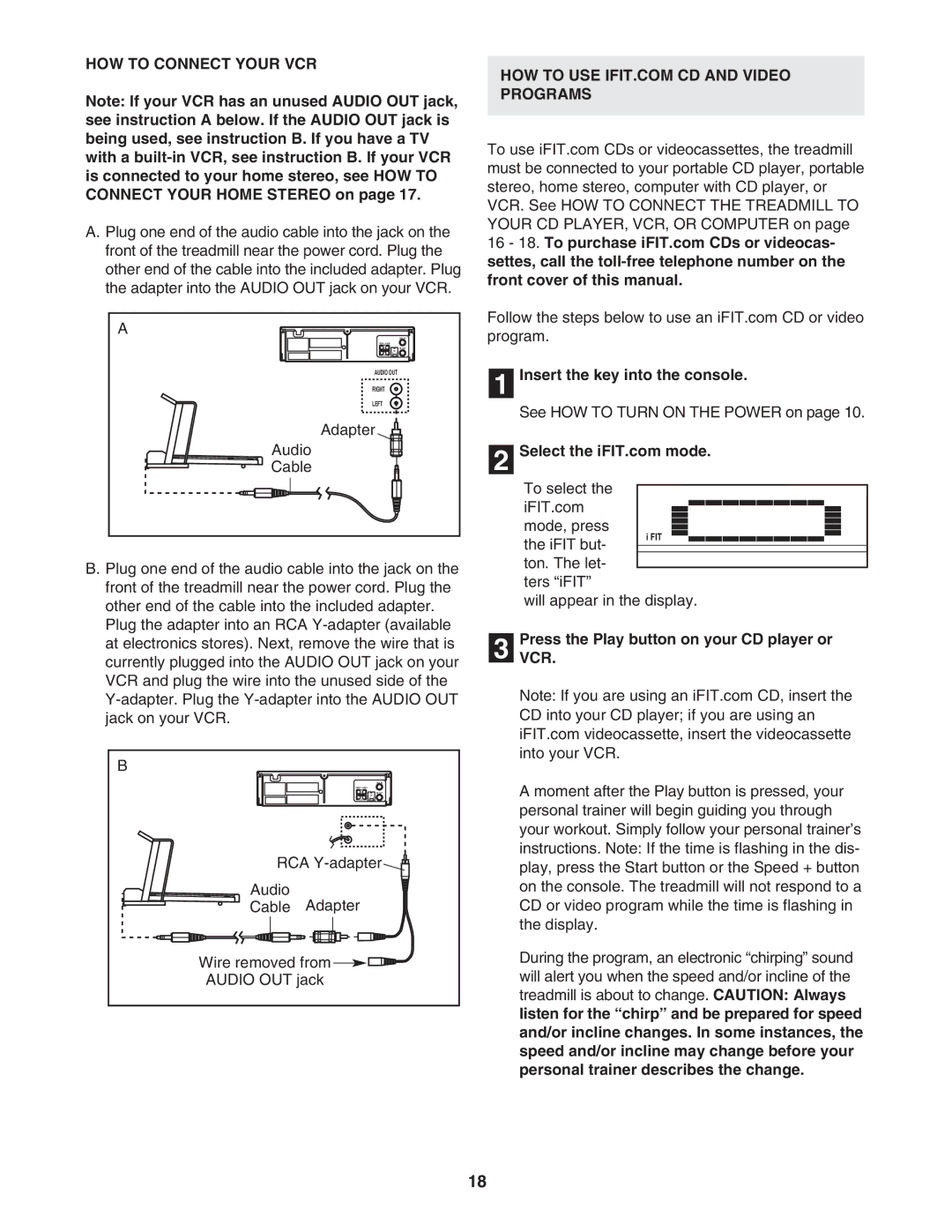 ProForm PFTL71104.0 HOW to Connect Your VCR, Adapter Audio Cable, PressVCR. the Play button on your CD player or 