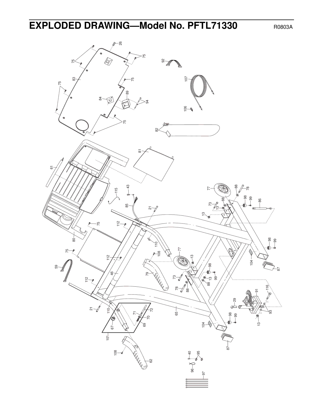 ProForm user manual Exploded DRAWING-Model No. PFTL71330 