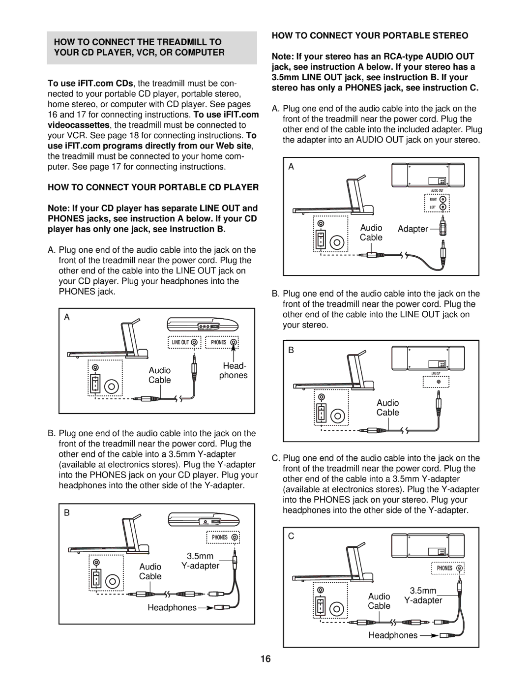 ProForm PFTL71430 user manual HOW to Connect Your Portable Stereo 