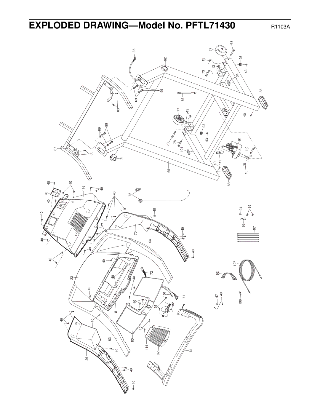 ProForm PFTL71430 user manual Exploded 