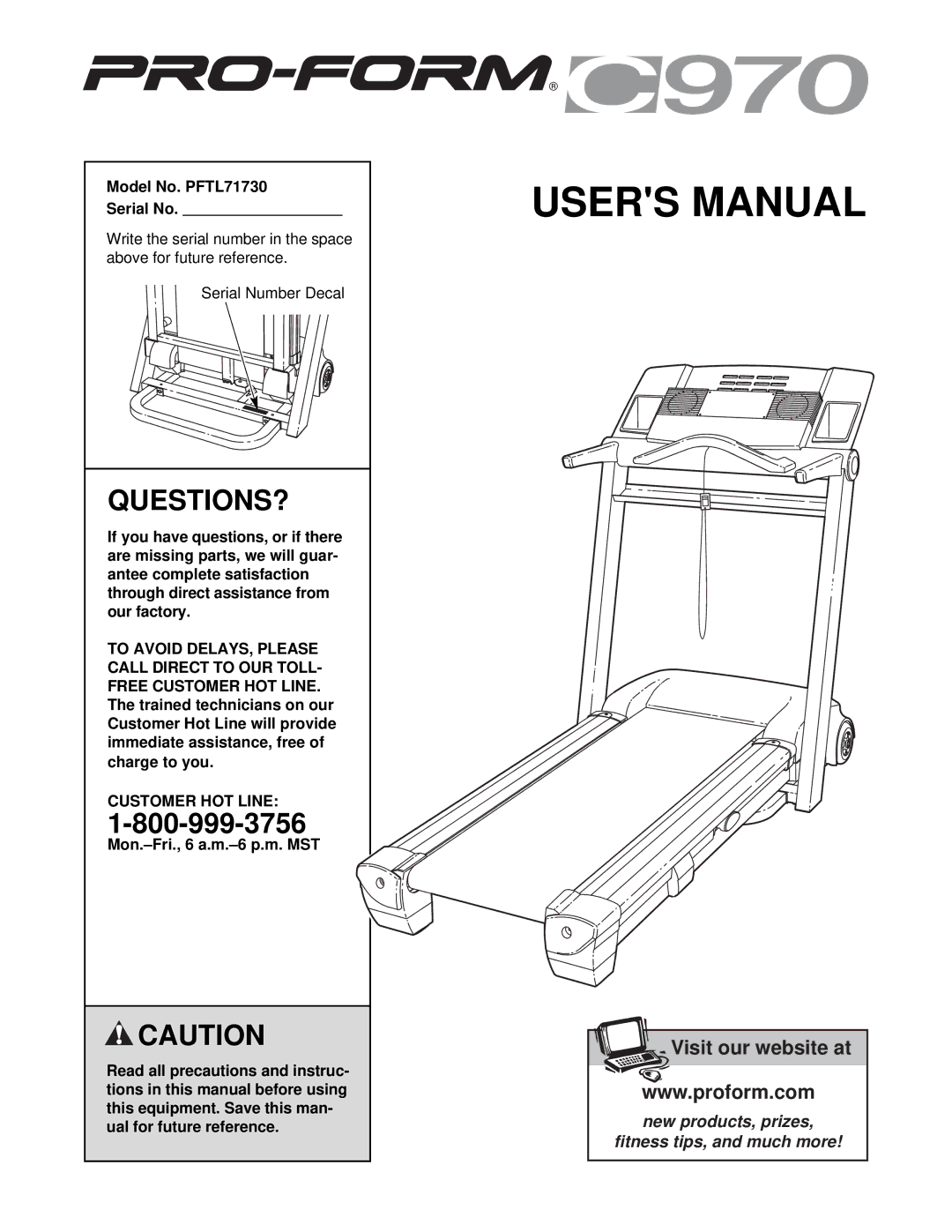 ProForm PFTL71730 user manual Questions?, To Avoid, Customer HOT Line 