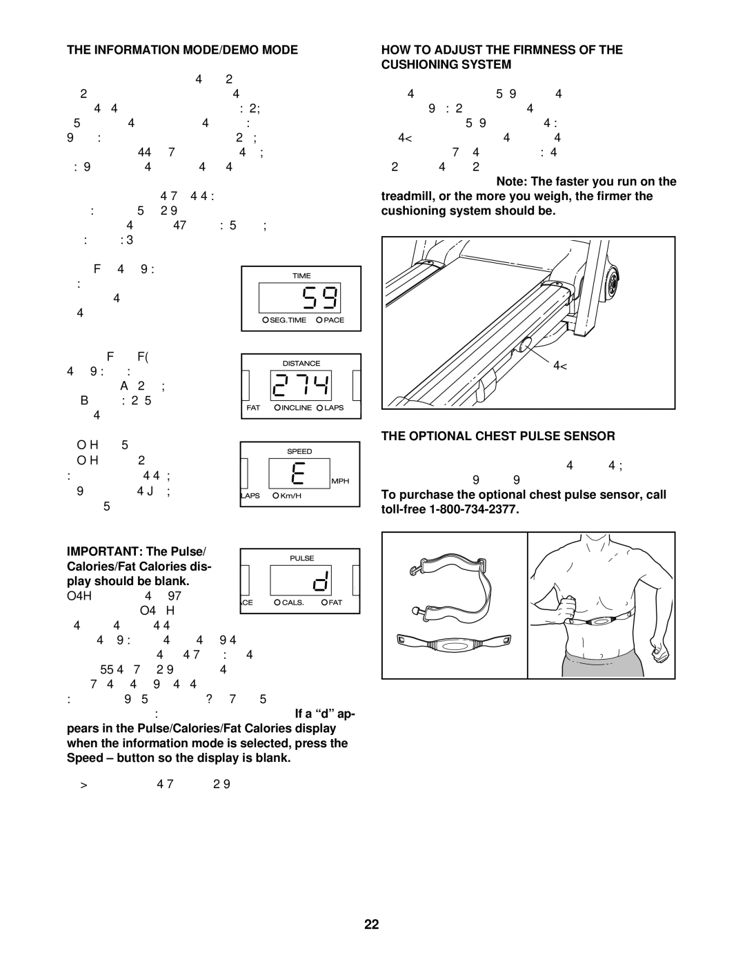 ProForm PFTL71730 Information MODE/DEMO Mode, HOW to Adjust the Firmness Cushioning System, Optional Chest Pulse Sensor 